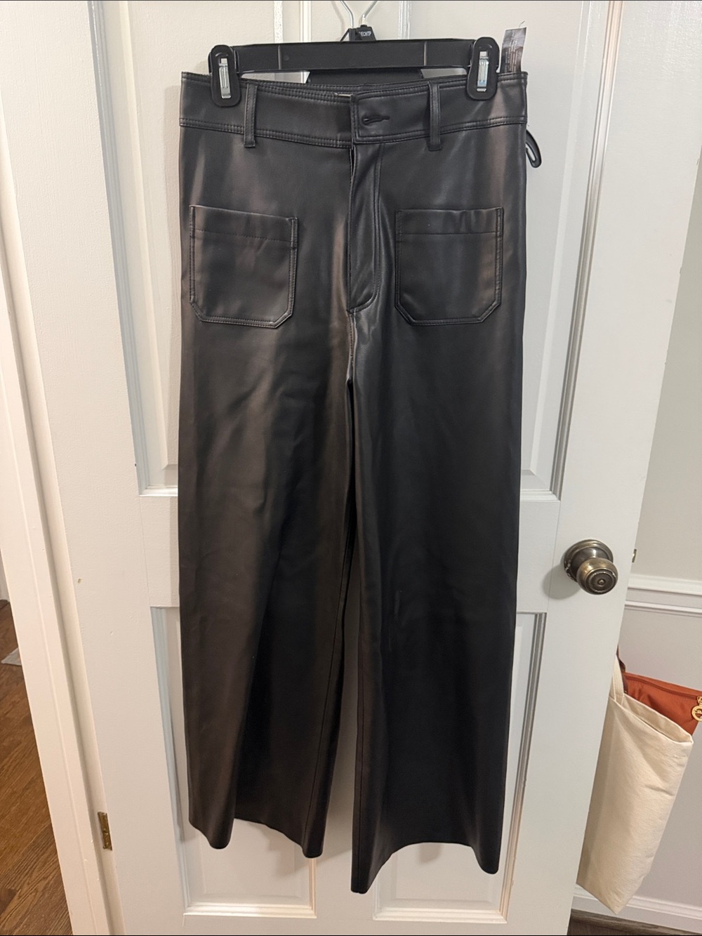 Zara Black Faux Leather Wide-Leg Pants